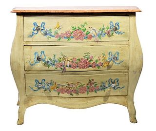 Hand Painted Bombay Commode w Faux Marble Top