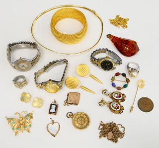 LARGE LOT OF VINTAGE COSTUME JEWELRY AND WATCHES