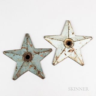 Two Blue-painted Cast Iron Building "Stars,"