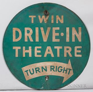 Round "Twin Drive-In Theater" Sign