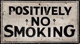 Painted Wood "Positively No Smoking" Sign