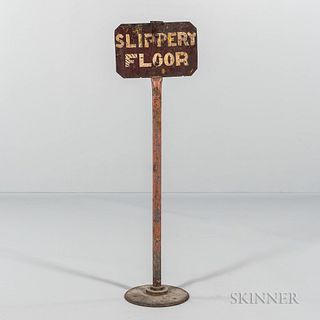 Two-sided Painted Tin "Slippery Floor" Sign