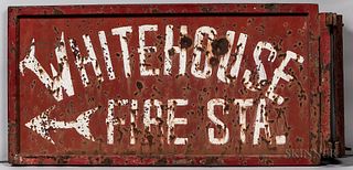 Painted Tin "Whitehouse Fire Sta." Sign