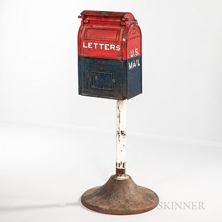 Painted Cast Iron US Mail Letters Box and Base