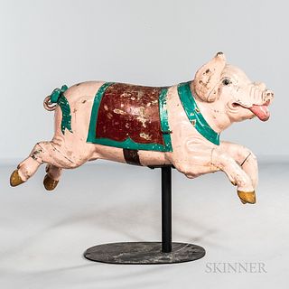 Painted Pig Carousel Figure