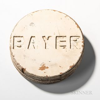 Carved and White-painted Wood Bayer Pill Advertising Sign
