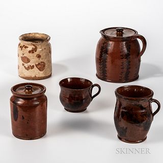 Five Redware Items