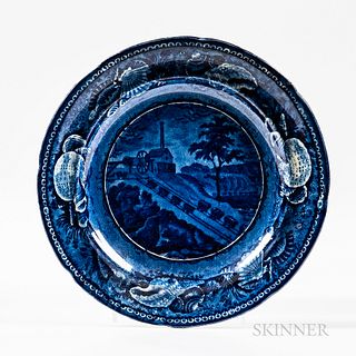 Staffordshire Historical Blue Transfer-decorated "The Baltimore & Ohio Rail Road" Plate