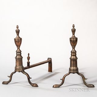 Pair of Federal Bell Metal and Iron Andirons