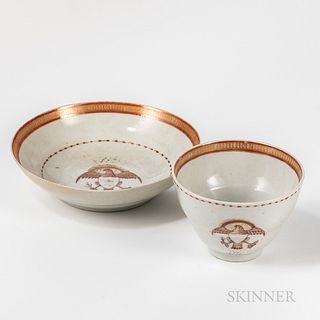Eagle-decorated Export Porcelain Cup and Saucer