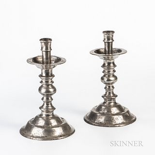 Pair of Tall Pewter Candlesticks