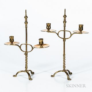 Pair of Brass Adjustable Double-arm Brass Lighting Devices