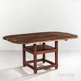 Large Red-painted Chair Table