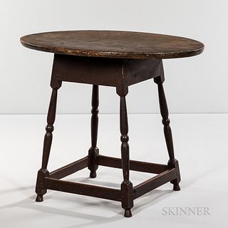 Turned Maple and Pine Oval-top Tea Table