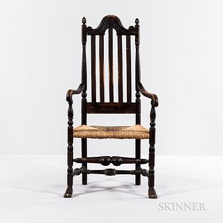Red/Brown-painted Bannister-back Armchair