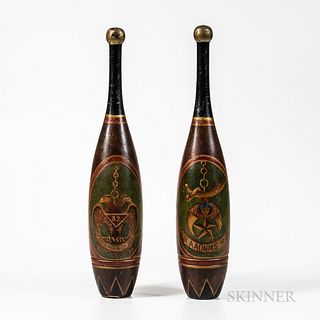 Pair of Painted Shriner's Indian Clubs
