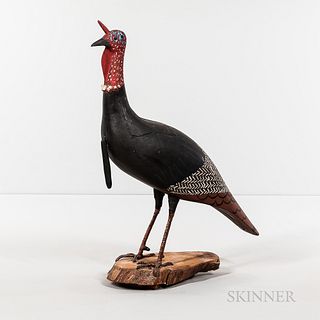 Painted and Carved Folk Art Turkey