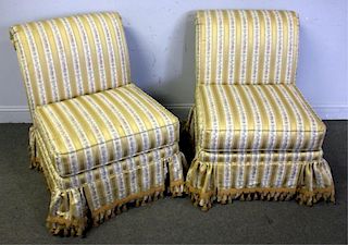 Pair of Art Deco Style Upholstered Roll Back