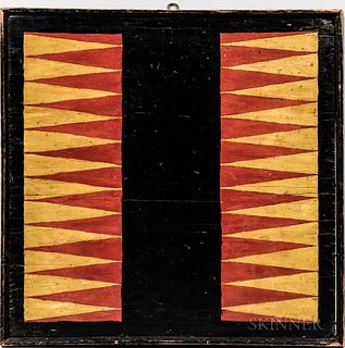 Red- and Yellow-painted Backgammon and Parcheesi Game Board
