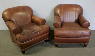 Pair of Leather Upholstered Club Chairs.