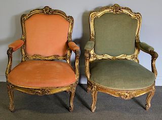 His and Hers 19th C Louis XV Style Armchairs.