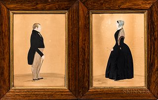 Anglo/American School, 19th Century      Pair of Portraits of a Man and Woman