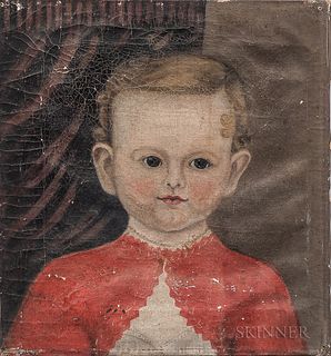 American School, 19th Century      Portrait of a Boy in a Red Sweater
