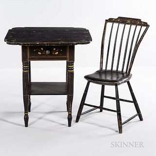 Grained and Floral-decorated Stand and Side Chair