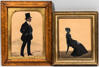 Anglo/American School, 19th Century      Two Silhouettes of a Man and Woman