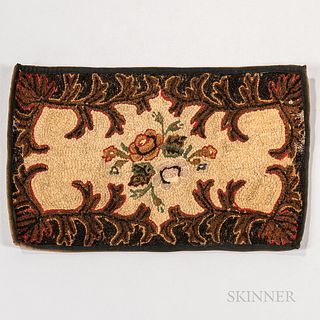 Small Floral Hooked Rug