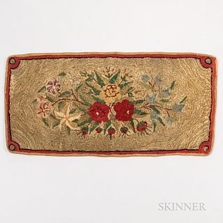 Small Floral Hooked Rug