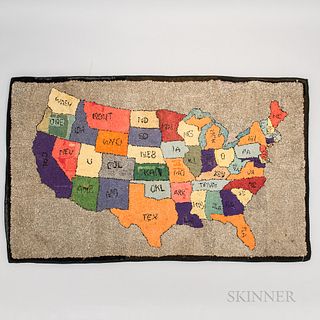 Hooked Rug of the Continental United States