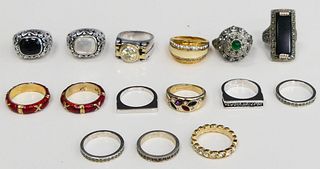 LOT OF (15) STERLING AND GOLD FILLED RINGS