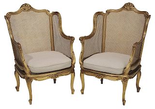 Pair Louis XV Style Carved Gilt Wood