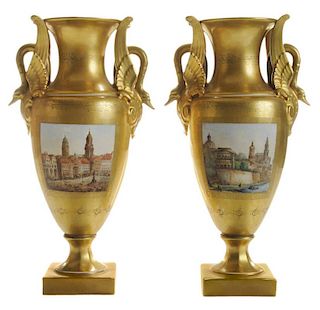 Fine Pair Gilt and Hand-Painted