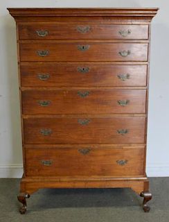 Antique 6 Drawer Chest on Stand with Queen Anne