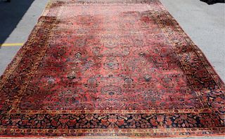 Large Antique Handmade Sarouk Carpet