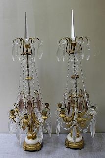 Pair of Fine Quality Bronze & Crystal Girondelles.