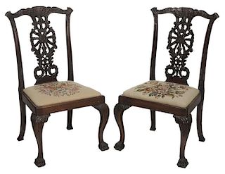 Fine Pair Chippendale Style Carved