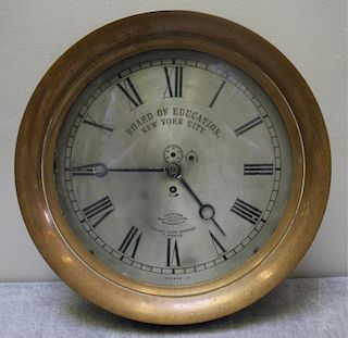 Large Brass Board of Education N.Y.C. Clock.