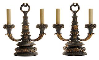 Very Fine Pair Gilt and Patinated