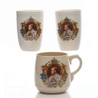 GROUP OF 3 ROYAL DOULTON COMMEMORATIVE CUPS EDWARD VIII