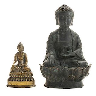 Two Bronze Seated Figures of
