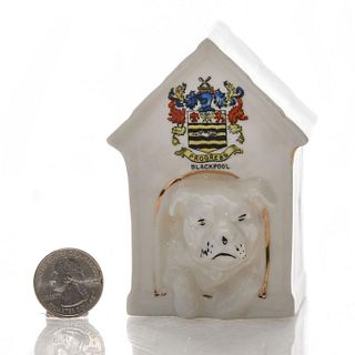 CERAMIC CRESTED MINIATURE DOGHOUSE WITH DOG, BLACKPOOL