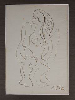 Attri. Emil Filla  (1882 - 1953) Female Sketch