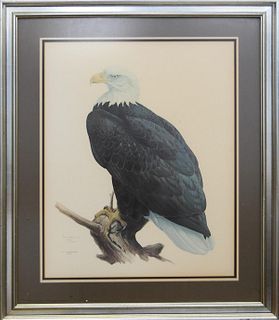 J.F. LANSDOWNE SIGNED PRINT OF A  BALD EAGLE
