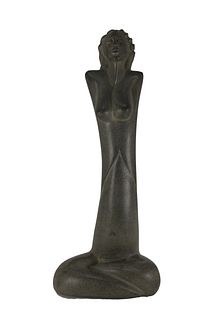 Haitian Soapstone Carved Female Figure