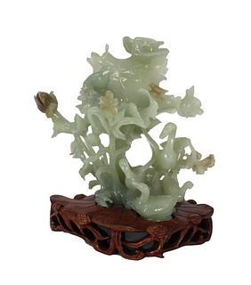 Chinese Figural Jade Carving on Stand