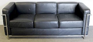 Le Corbusier LC3 Style Chrome and Leather Sofa.