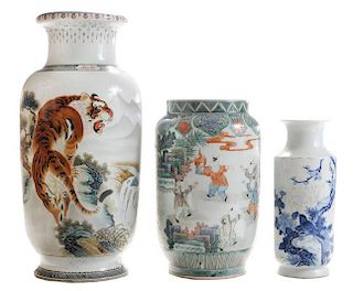 Heavily Enameled Tiger Vase,